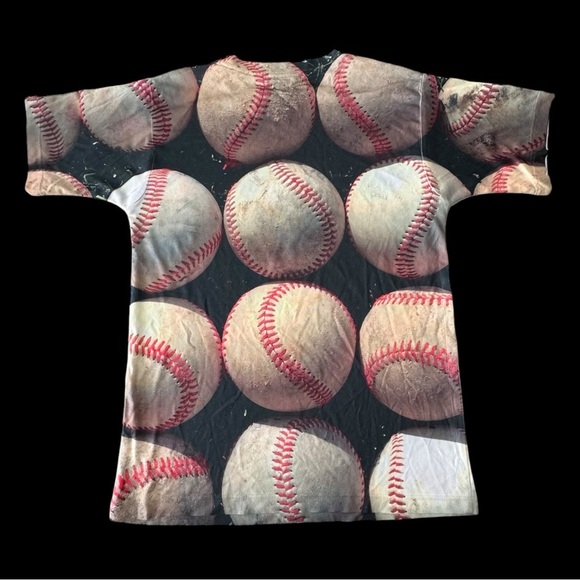 Vintage Baseball Size L (10-12) Athletic Short Sleeve Full Print Polyester Tee - Picture 2 of 3